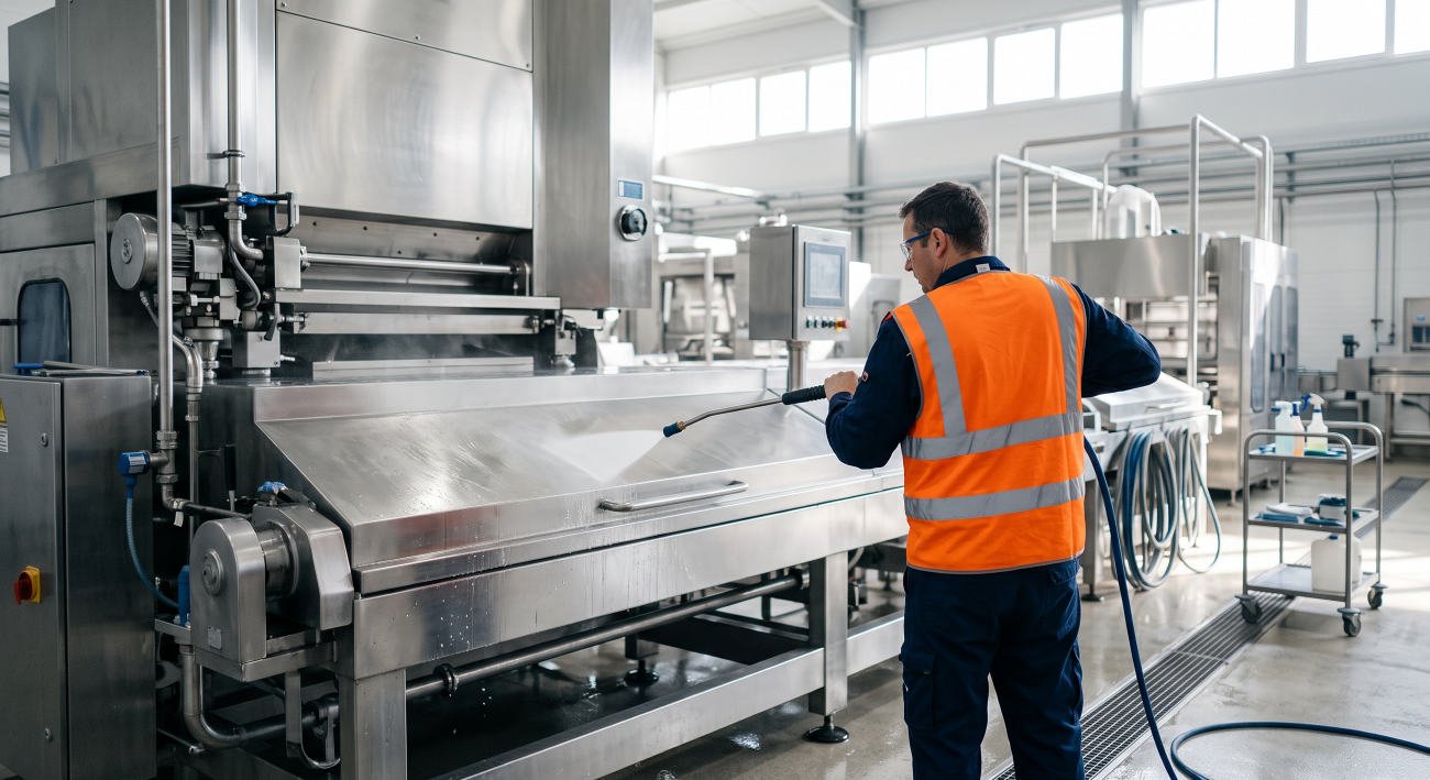 Reinigung einer Edelstahl-Produktionsanlage